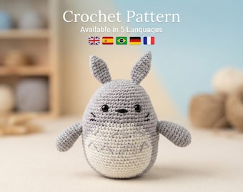 Totoro-Inspired Crochet Pattern PDF | Beginner Amigurumi Plush | Easy Step-by-Step Tutorial | 5 Languages