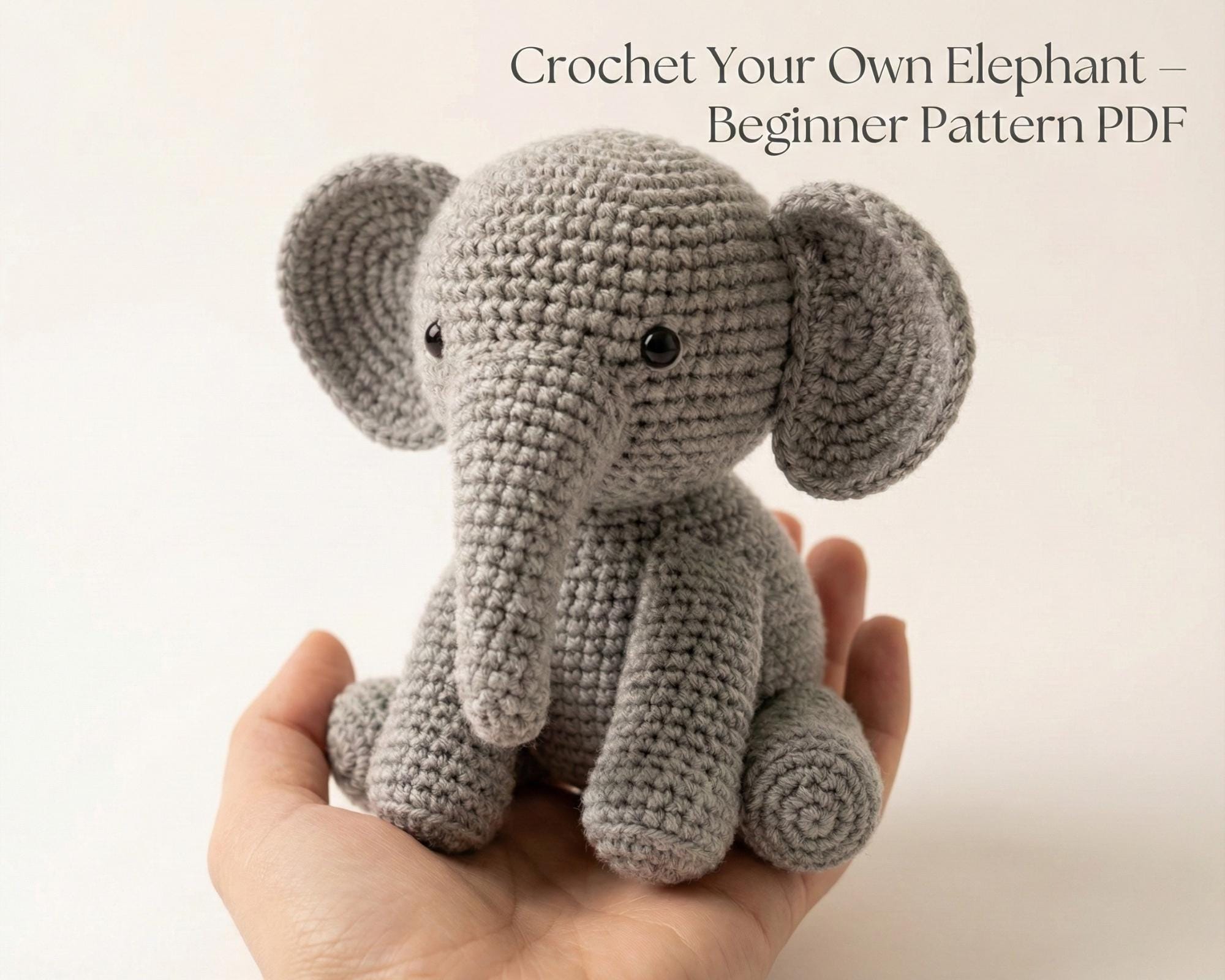 30 Elephant Crochet Patterns for Amigurumi, Plushies, Loveys, and Nursery Decor 17 Cute Beginner Elephant Crochet Pattern PDF