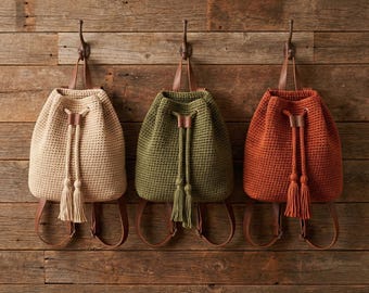 Daytripper Crochet Backpack Pattern PDF | Easy Modern Drawstring Backpack | Beginner Friendly Crochet Bag Tutorial