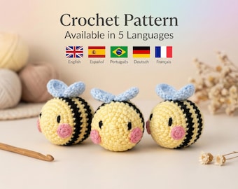 Easy Amigurumi Bee Crochet Pattern | Beginner Friendly PDF Tutorial | Cute Bumblebee Plush Toy | 5 Languages (English, Español, Deutsch +)