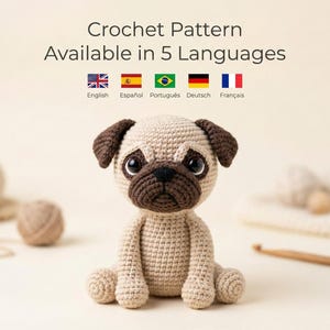 Amigurumi Pug Crochet Pattern PDF | Cute Crochet Dog | Beginner Friendly Amigurumi | Instant Download