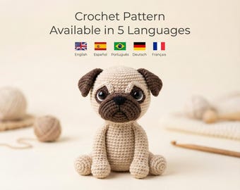 Amigurumi Pug Crochet Pattern PDF | Cute Crochet Dog | Beginner Friendly Amigurumi | Instant Download