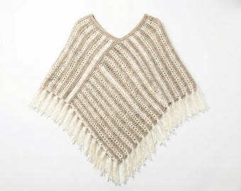 Crochet Duo Poncho Pattern PDF | Easy Beginner Poncho Crochet Pattern | Modern Fringe Poncho Instant Download