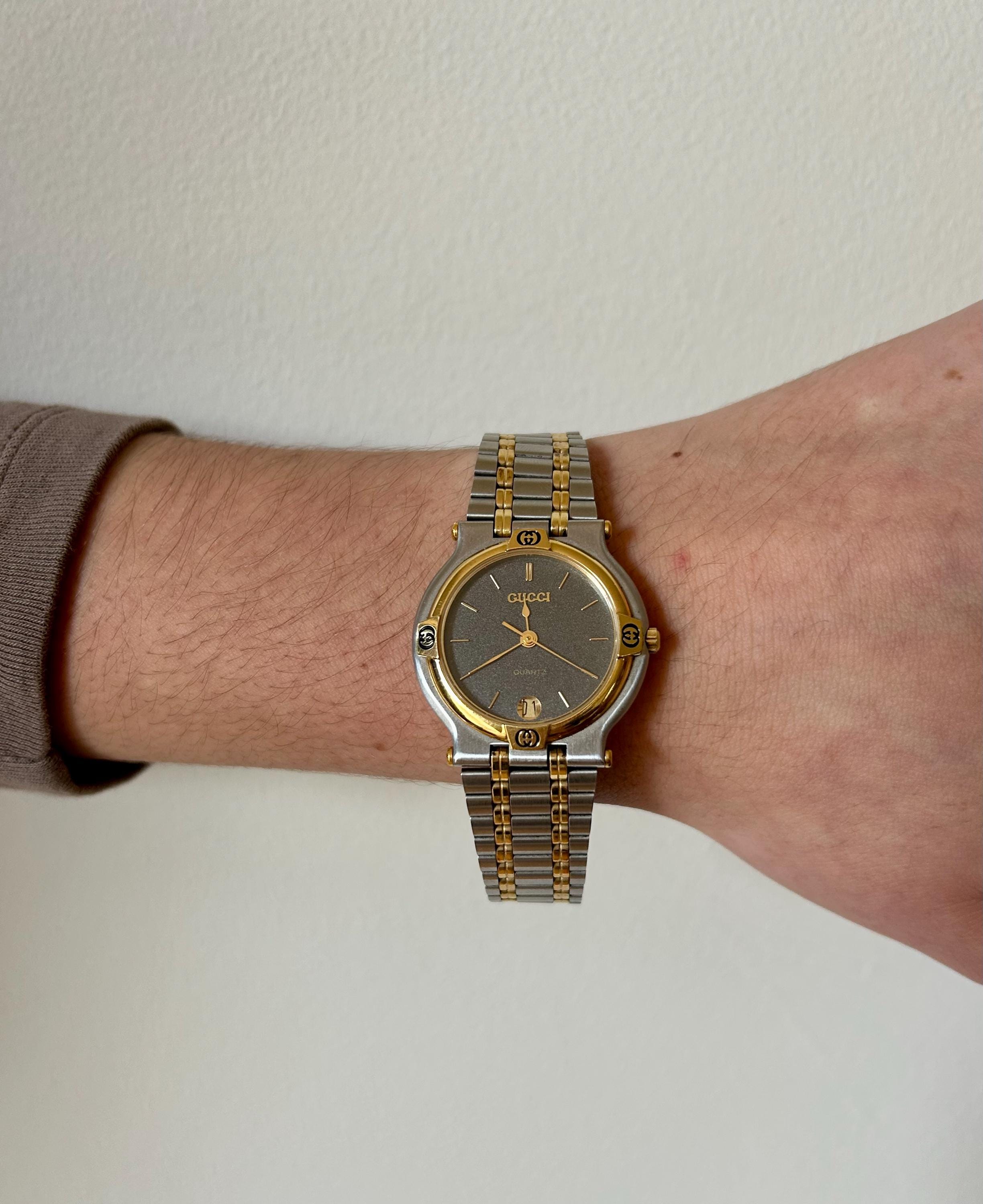 Vintage Gucci 1980’s Two Toned Wristwatch Brown Lizard Strap . An icon, reintroduced ✨ The Gucci Play Watch revives the  main image 4