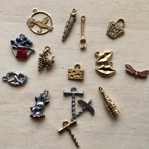 Vintage Charms of Pewter, Antiqued Goldtone Pewter and Copper