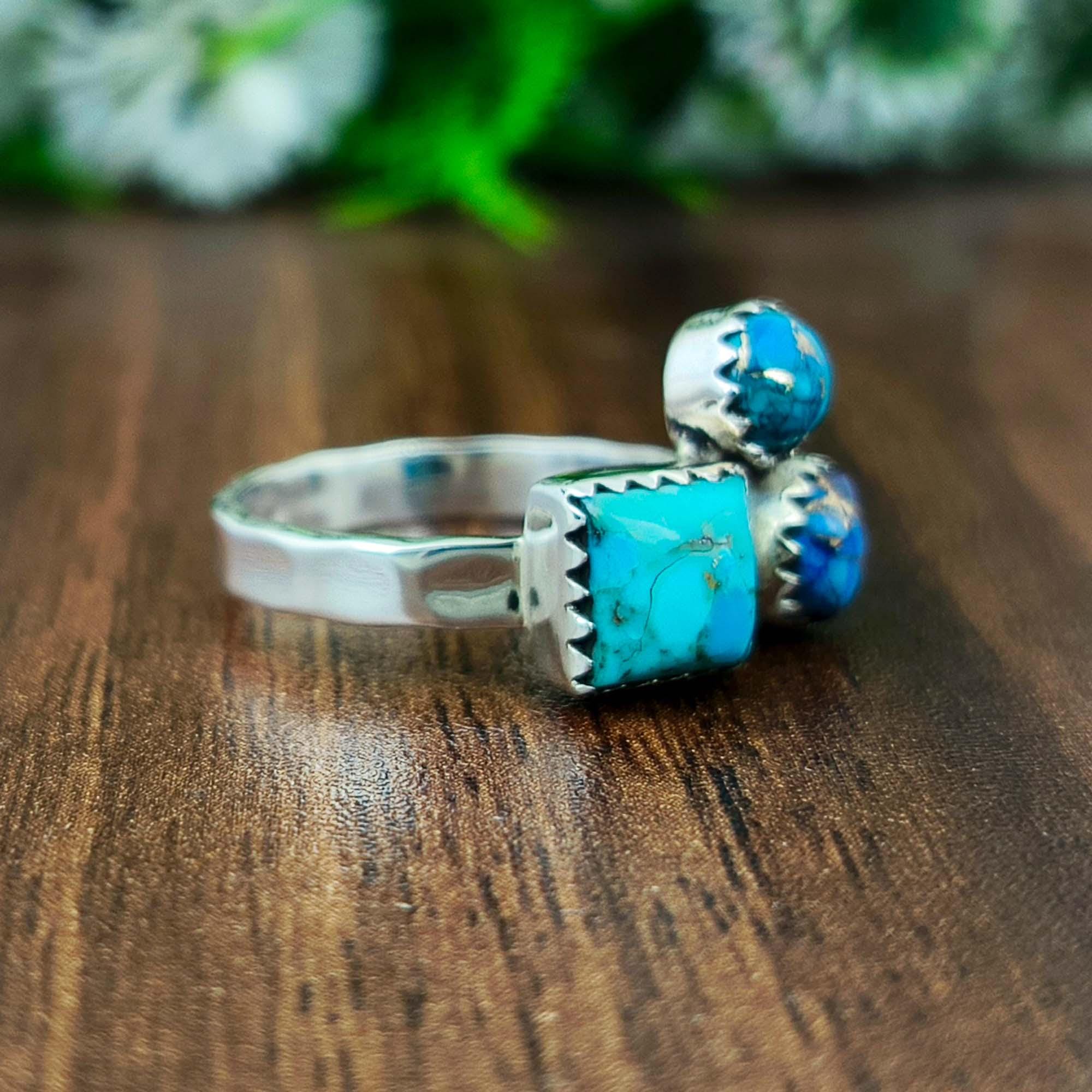 Kingman, Purple Dahlia Turquoise Ring: 925 Sterling Silver