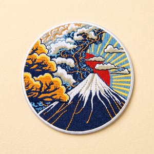 Parche termoadhesivo del Monte Fuji, parche estético japonés para exteriores - 3 pulgadas