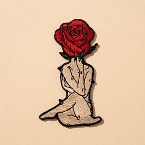 Surrealistisk självkärlekslapp strykbar, broderad blomapplikation för kvinnor