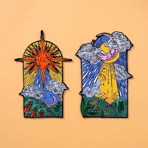 Parches del Sol y la Luna Celestiales para Chaquetas y Mochilas - Bordados - Para planchar
