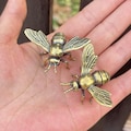 2piece Brass Bee Figurine Desk Paperweight Office Table Decor Lucky Symbol Ornament