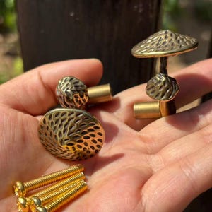 2pcs Vintage Brass Mushroom Cabinet Knob Antique Drawer Pull Furniture Handle