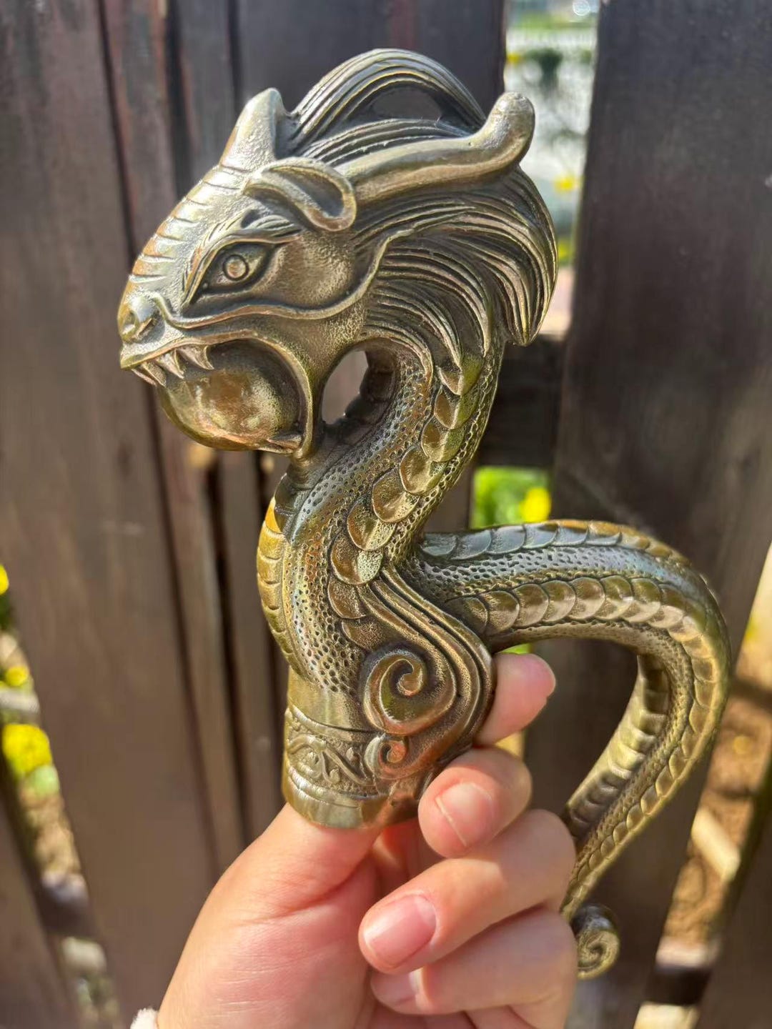 Dragon Hand Rails Vintage Brass Dragon Handle Cloud Pattern Walking Stick Replacement ...