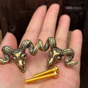 2piece Ram Head Cabinet Knob Vintage Wood Dresser Sideboard Door Handle DIY Hardware Pull