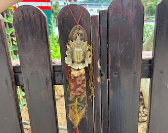 Antique Copper Tara Head Wall Hanging Tibetan Buddhist Altar Ornament