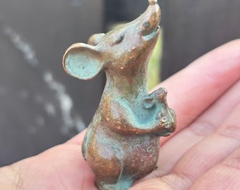 Kupfer Patina Aufrechte Maus Figur Desktop Wohnkultur DYS112