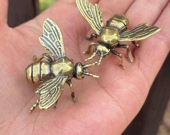 Figura de abeja de latón de 2 piezas para mesa de té, pisapapeles de estudiante, decoración DYS204