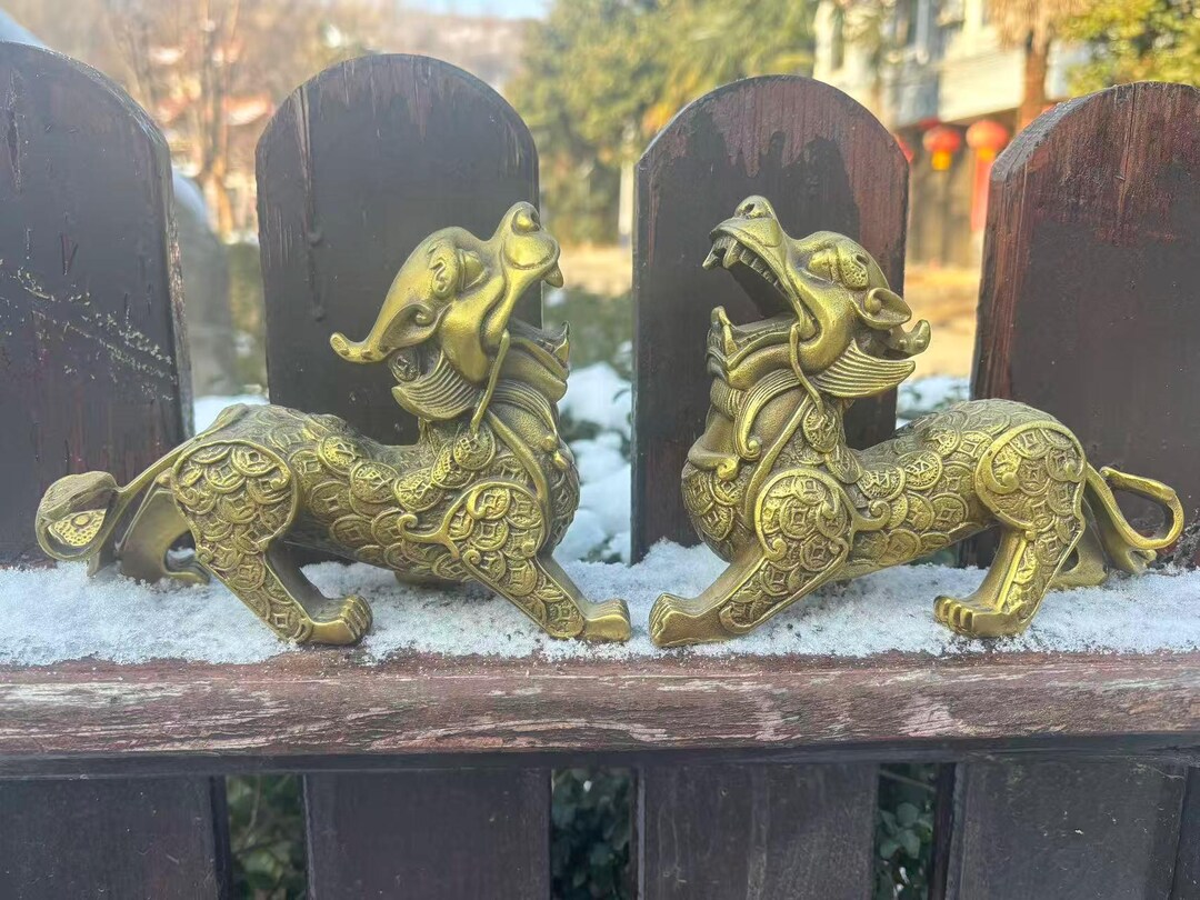 Brass Pixiu Wealth Statue Feng Shui Home Office Counter Decor DYS223 - Etsy