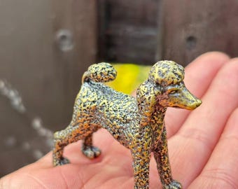 Vintage Brass Poodle Figurine Home Desk Decor Sculpture DYS049