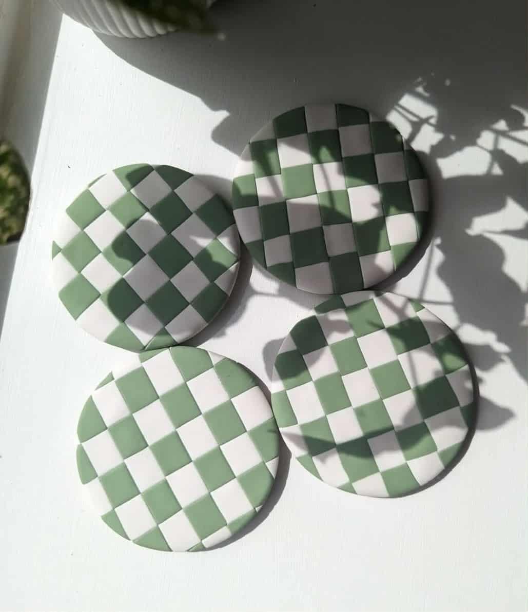 Set di 6 sottobicchieri in pelle verde giallo limone lime