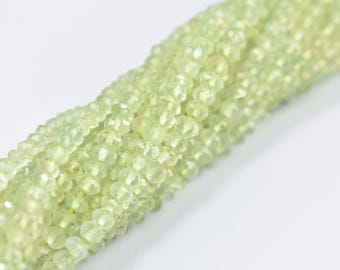 Natural Prehnite Rondelle Beads | Prehnite Faceted Rondelle Beads | 13 Inch Strand | Prehnite Gemstone Beads Strand | Jewelry Making Beads