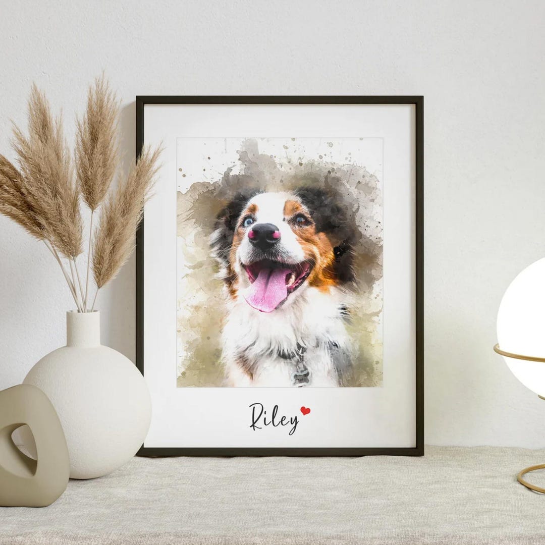 Custom Watercolor Pet Portrait • Dog & Cat Memorial Gift - Etsy
