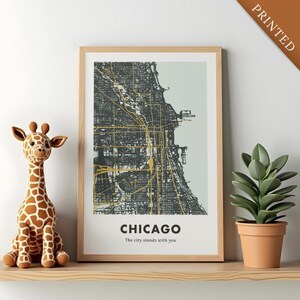 Chicago Map Print – USA City Poster | Illinois Wall Art | Urban Industrial Decor