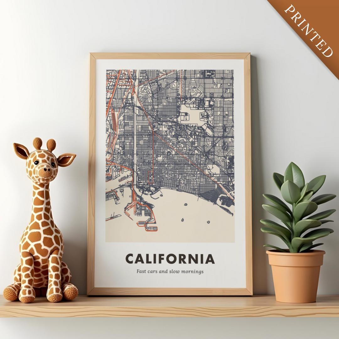 California Map Poster – USA State Map Print | West Coast Wall Art ...