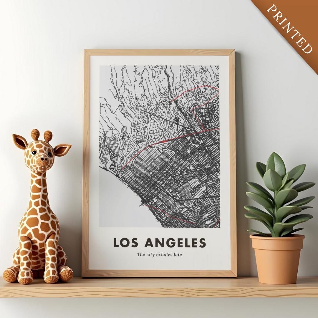 Los Angeles Map Poster | USA Wall Art Print | Minimalist City Map ...
