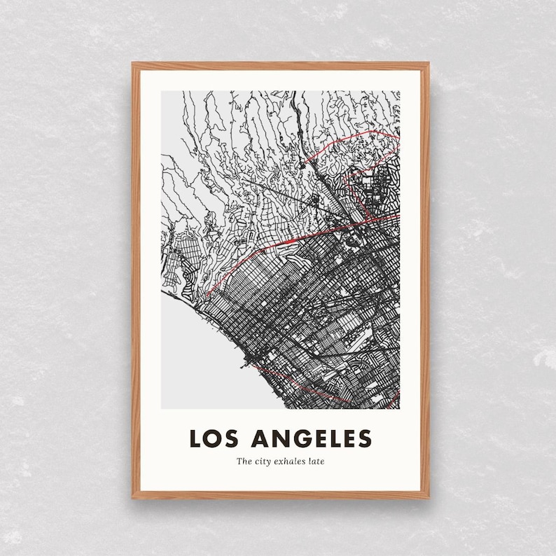 Los Angeles Map Poster | USA Wall Art Print | Minimalist City Map ...