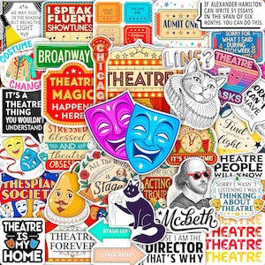 100Pcs Theater Stickers, Vinyl Decal for Laptop, Drama ,Theater Gifts