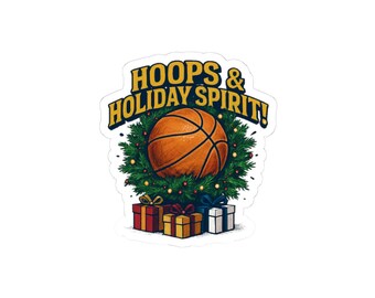 Hoops & Holiday Spirit Basketball wreath sticker | Kiss-Cut Sticker