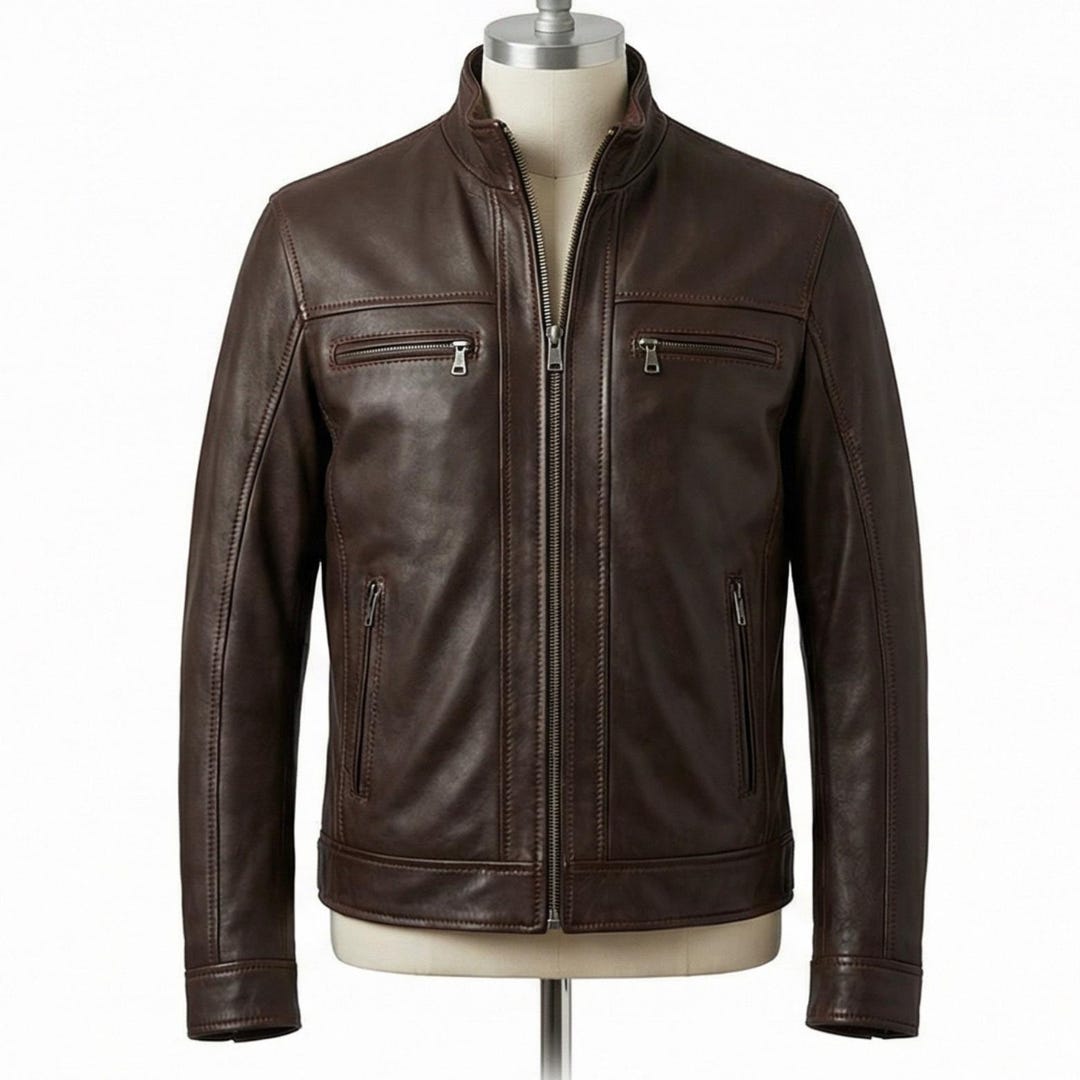 Cafe Racer Jacket | Vintage Style Leather Moto Coat - Etsy