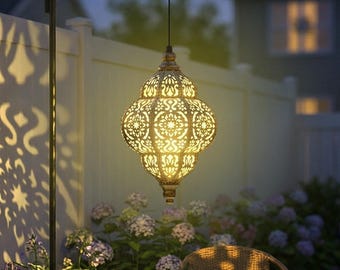 Hanging Solar Lights Outdoor Garden Decor Moroccan Solar Lantern Waterproof for Patio