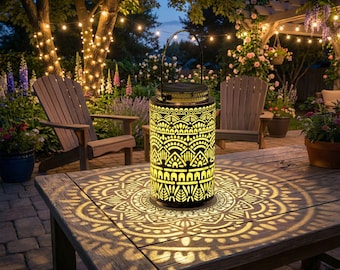 Solar Lantern Outdoor 2 Pack Hanging Solar Lights Decorative Waterproof Metal Lamp for Patio