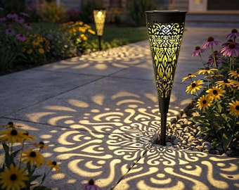 6 Pack Mandala Solar Garden Lights: Decorative Outdoor Pathway Lighting (Warm Light)