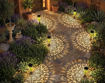 6 Pack Mandala Solar Garden Lights: Decorative Outdoor Pathway Lighting (Warm Light)