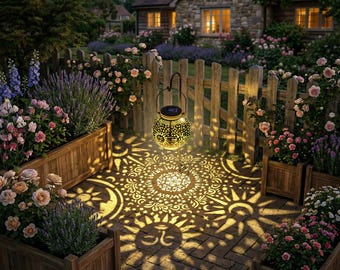 Solar Lanterns Outdoor 2 Pack Hanging Lights Waterproof Metal Garden Decorative