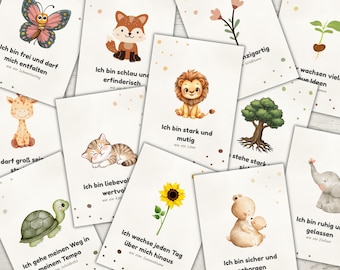 12 Encouragement Cards for Children with Nature Motifs as a Printable PDF | A5 and A6 | Affirmation Cards | Mindfulness and Self-Worth