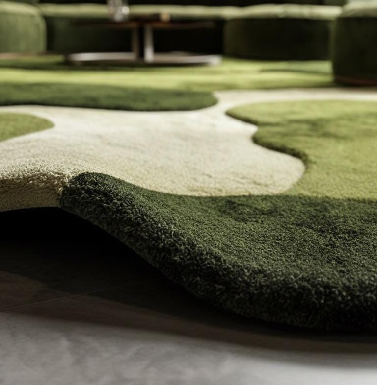 Moss Green Hand-tufted Abstract Wool Rug | Organic Shape Modern Area ...