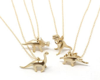 Dinosaur Charm Necklace | Gold Silver Short | Modern Dino Playful Nature Lover Gift For Her Birthday Summer