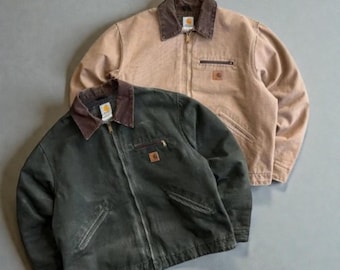 1990s Vintage Carhartt Detroit Jacket | Moss Green & Khaki Durable Outerwear
