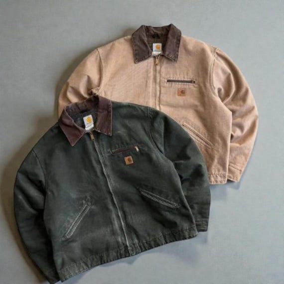 1990s Vintage Carhartt Detroit Jacket | Moss Green & Khaki Durable Outerwear