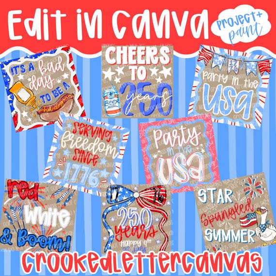 4th of July Banner Templates | Patriotic USA Party Signs (Digital Download)