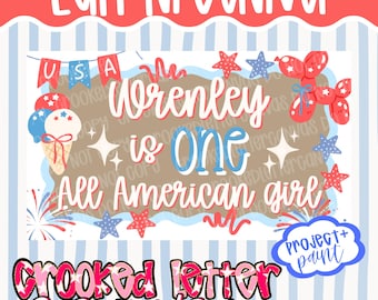 Banner de aniversário "All American Girl" | Primeiro aniversário patriótico (90 x 150 cm) (Download digital)