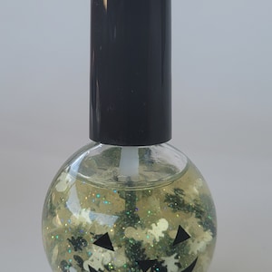 Skull Deco Pumpkin Glitter Bomb Nail Polish, Clear Nail Lacquer, Nail Polish, Nail Paint, Stocking Stuffer, Gift