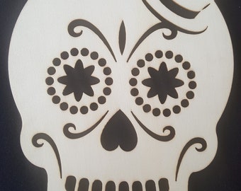 Wooden Sugar Skull, Day of the Dead, Laser Cut Wood, Dia de los Muertos, Calavera, Halloween Decor