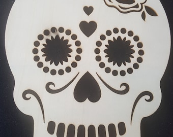 Wooden Sugar Skull, Day of the Dead, Laser Cut Wood, Dia de los Muertos, Calavera, Halloween Decor