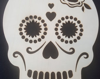 Wooden Sugar Skull, Day of the Dead, Laser Cut Wood, Dia de los Muertos, Calavera, Halloween Decor