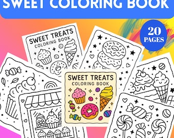 Kawaii Sweet Treats Coloring Book – 20 Dessert Pages (8×8 PDF | Instant Download)