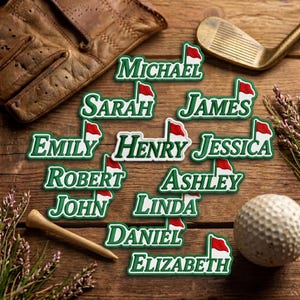 Custom Golf Name Patch, Personalized Golf Flag Badge, Masters Tournament Style Iron On, Golfer Gift Embroidery for Golf Bags and Vests